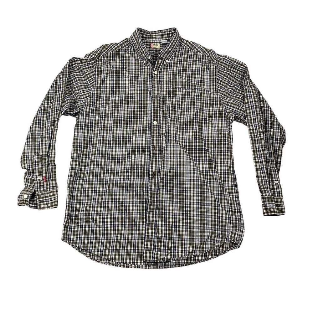 Vintage Levi's Mens Shirt Large Red Tab Long Sleeve Plaid Button-Down Casual Y2K